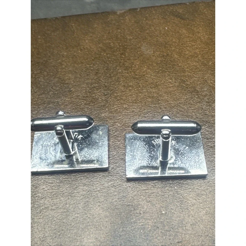 MCM Cufflinks SWANK Silver Toned Square‎ Beveled Edge 3/4